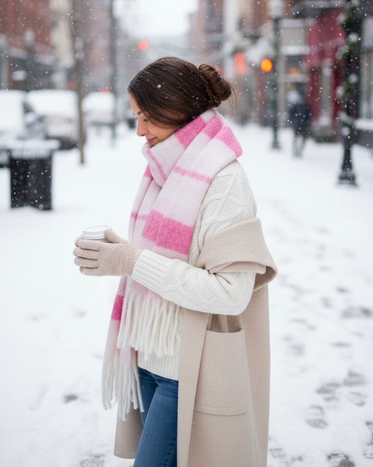 BUFANDA COMBINADA - FUCSIA/NATURAL