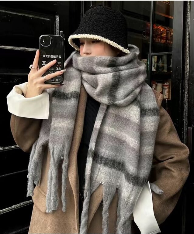 BUFANDA COMBINADA - GRIS