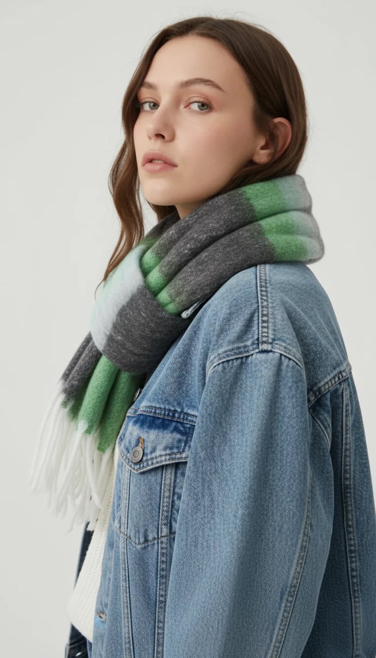 BUFANDA COMBINADA - VERDE/NEGRO